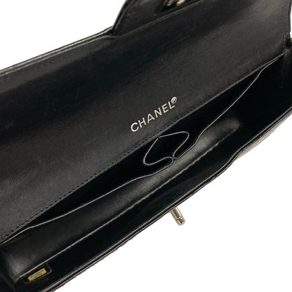 Chanel Shoulder Bag Camelliachocolate Black Flap Chain Silver Cutwork Leather — view 7