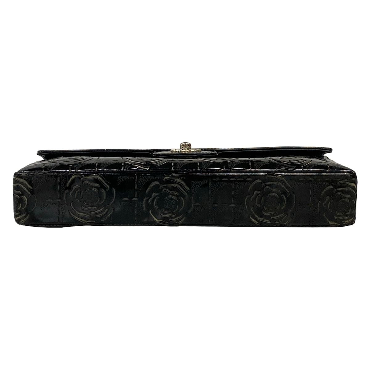 Chanel Shoulder Bag Camelliachocolate Black Flap Chain Silver Cutwork Leather — view 5