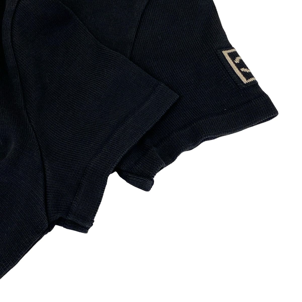 Chanel Short Sleeve Top 40 M Black Ivory Crew Neck Knit Sports Line CC Logo — view 6