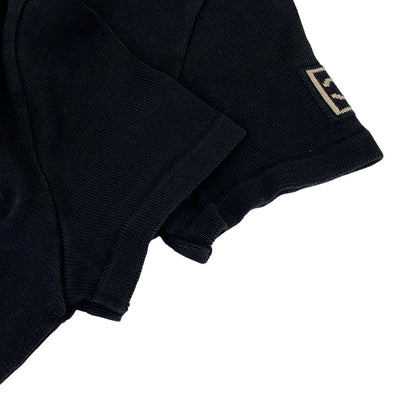 Chanel Short Sleeve Top 40 M Black Ivory Crew Neck Knit Sports Line CC Logo — view 6