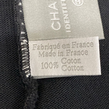 Chanel Short Sleeve Top 40 M Black Ivory Crew Neck Knit Sports Line CC Logo — view 4