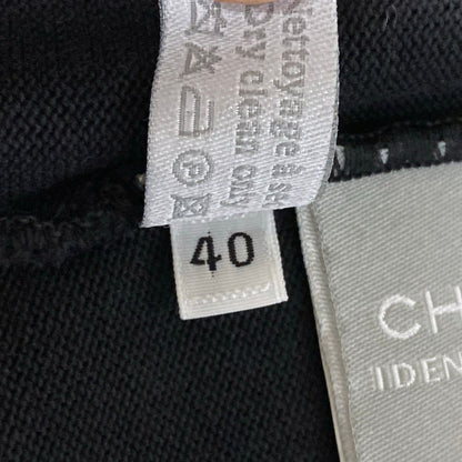 Chanel Short Sleeve Top 40 M Black Ivory Crew Neck Knit Sports Line CC Logo — view 5