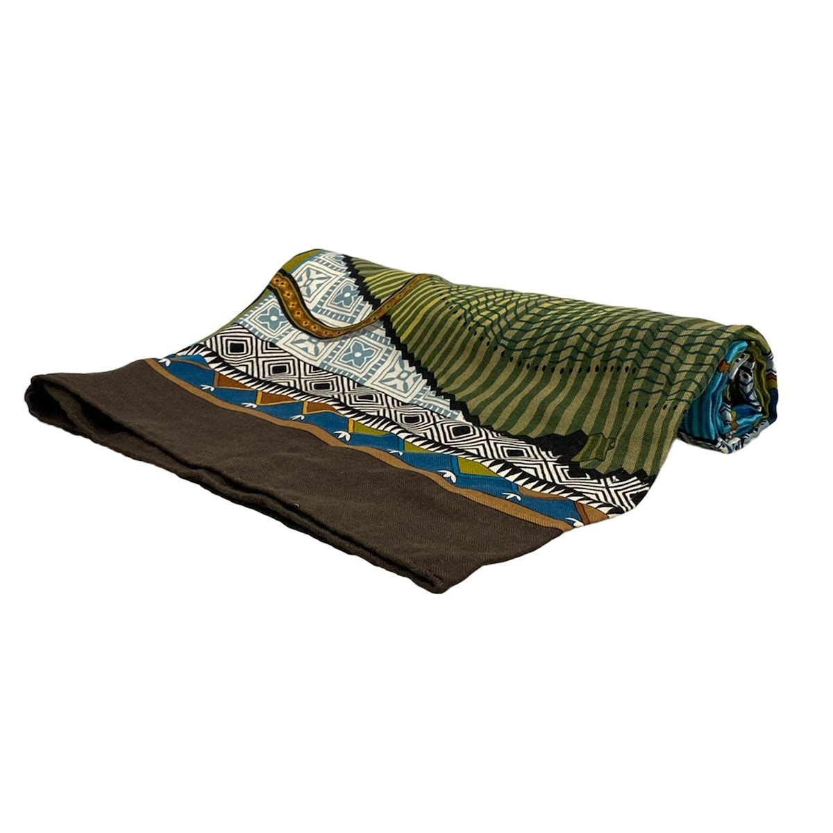 Hermes Shawl Carre 140 Yellow Green Dark Brown Multi Cent Plis Des Miao