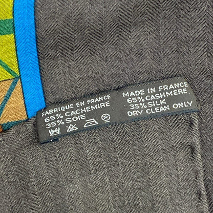 Hermes Shawl Carre 140 Yellow Green Dark Brown Multi Cent Plis Des Miao — view 2