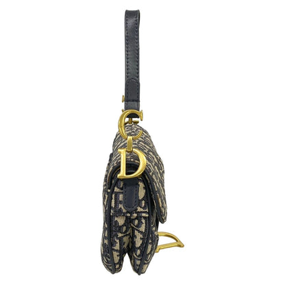 Dior Saddle Bag Navy Ivory Leather — view 2