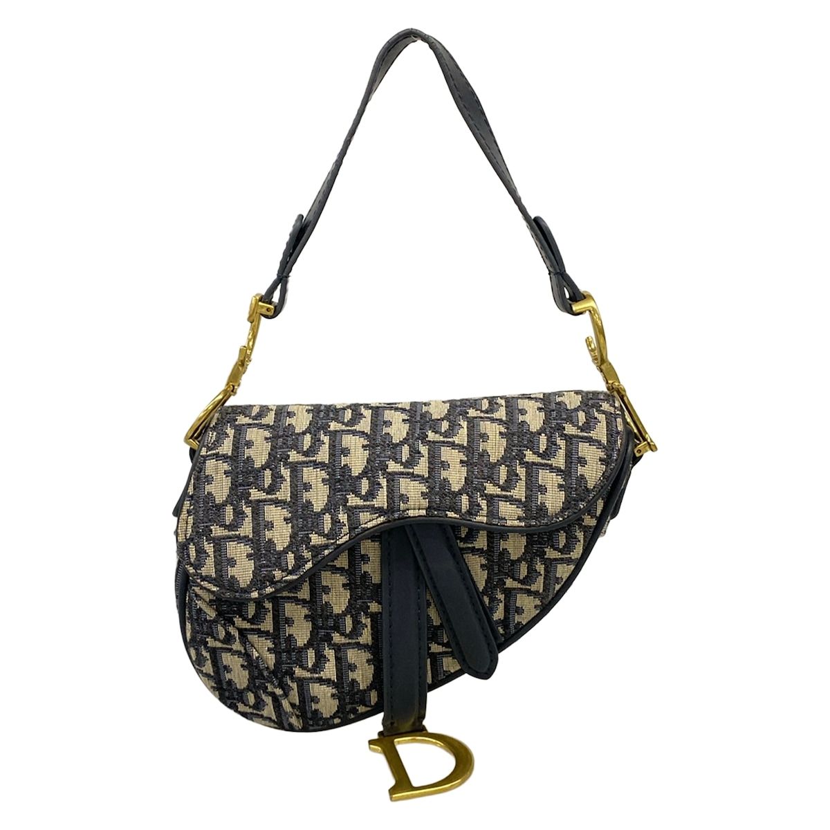 Dior Saddle Bag Navy Ivory Leather