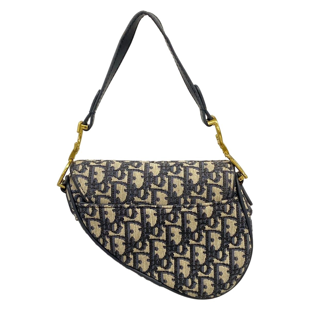 Dior Saddle Bag Navy Ivory Leather — view 3