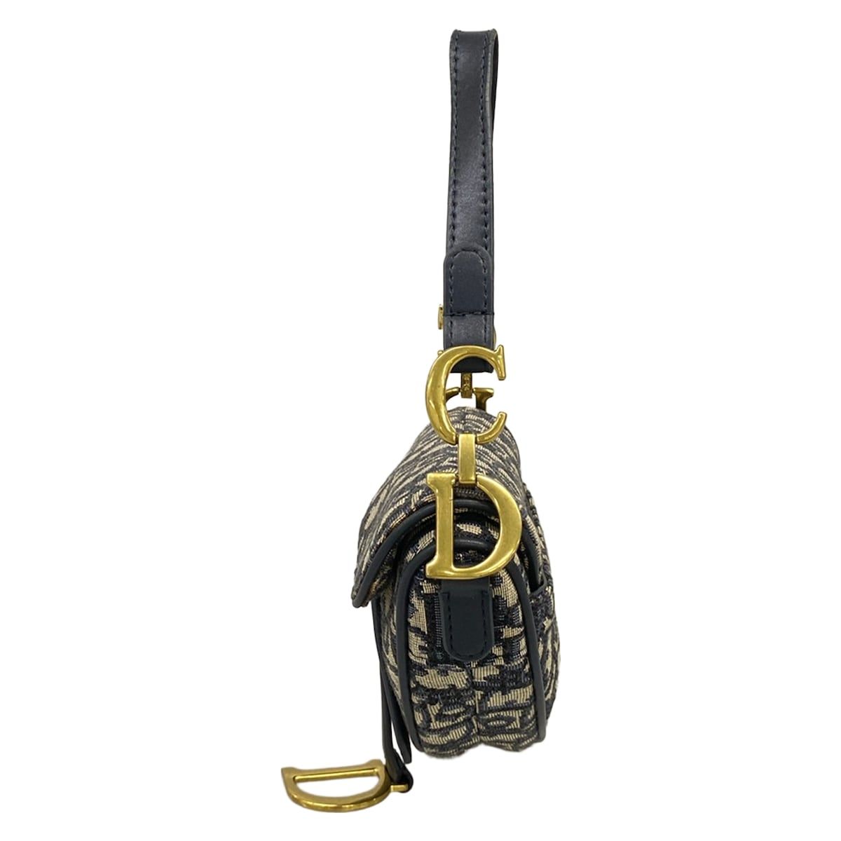 Dior Saddle Bag Navy Ivory Leather — view 4