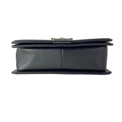 Chanel Shoulder Bag Quilted Black Vintage Silver Chain Leather — view 5
