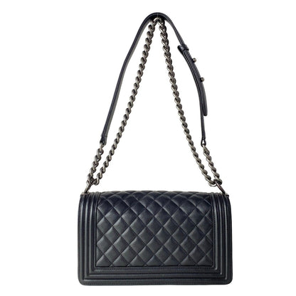 Chanel Shoulder Bag Quilted Black Vintage Silver Chain Leather — view 3