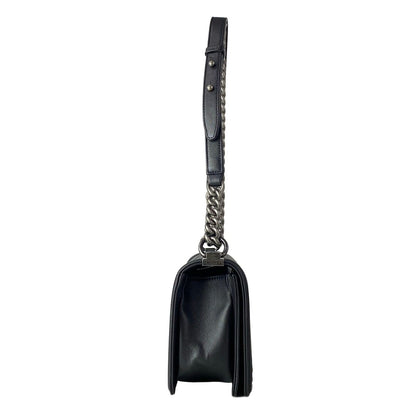 Chanel Shoulder Bag Quilted Black Vintage Silver Chain Leather — view 2