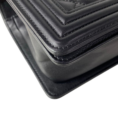 Chanel Shoulder Bag Quilted Black Vintage Silver Chain Leather — view 6