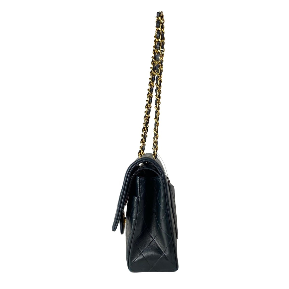 Chanel Shoulder Bag Double Flap Quilted Black Chain Gold Lambskin — view 4
