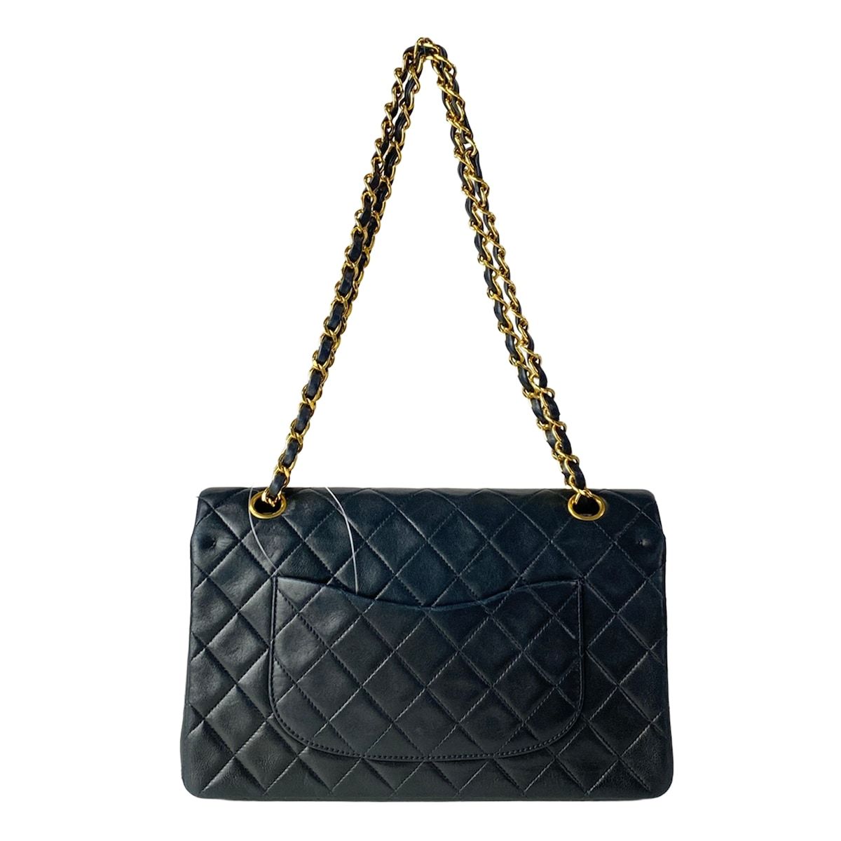 Chanel Shoulder Bag Double Flap Quilted Black Chain Gold Lambskin — view 3