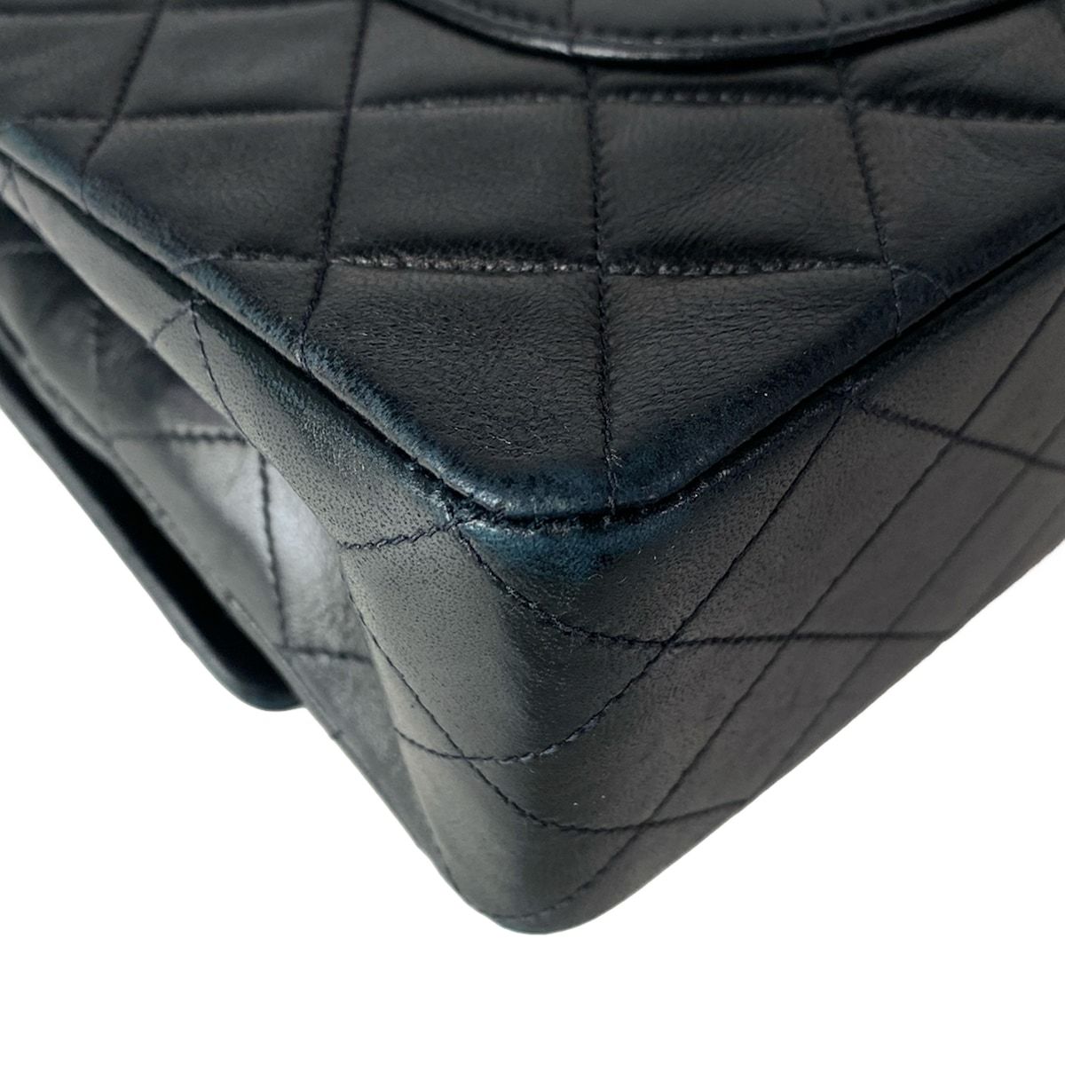 Chanel Shoulder Bag Double Flap Quilted Black Chain Gold Lambskin — view 8