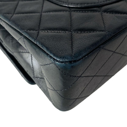 Chanel Shoulder Bag Double Flap Quilted Black Chain Gold Lambskin — view 8