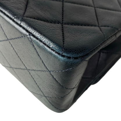 Chanel Shoulder Bag Double Flap Quilted Black Chain Gold Lambskin — view 9