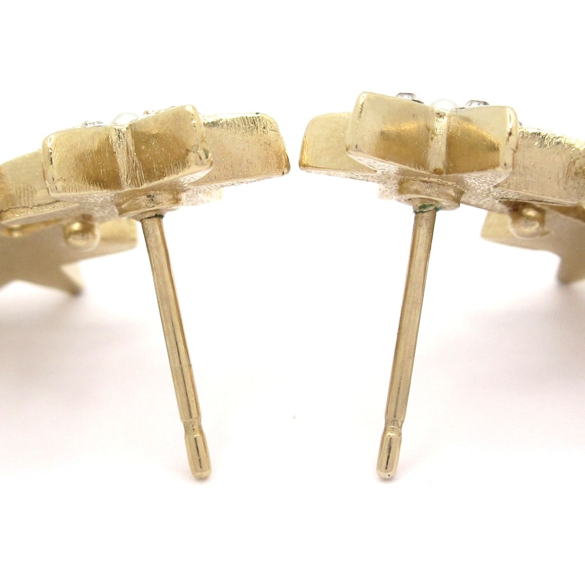 Chanel Earrings Gold Clear Ivory Star CC Logo — view 4