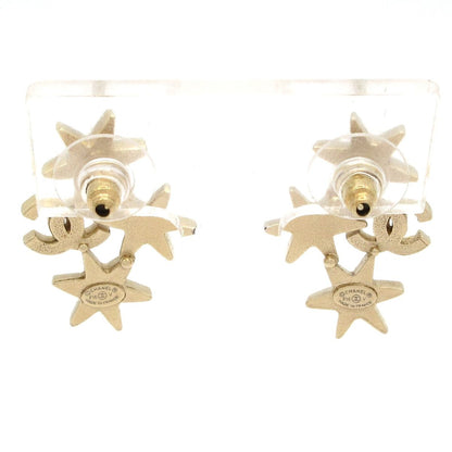Chanel Earrings Gold Clear Ivory Star CC Logo — view 3