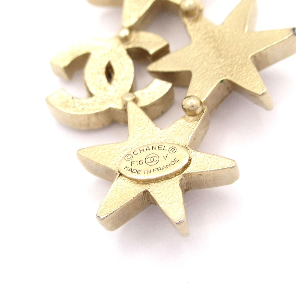 Chanel Earrings Gold Clear Ivory Star CC Logo — view 5