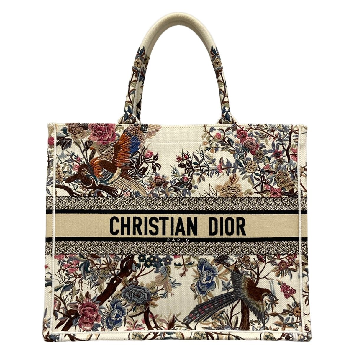 Dior Tote Book Large White Dark Brown Multi