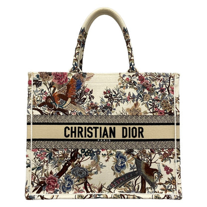 Dior Tote Book Large White Dark Brown Multi