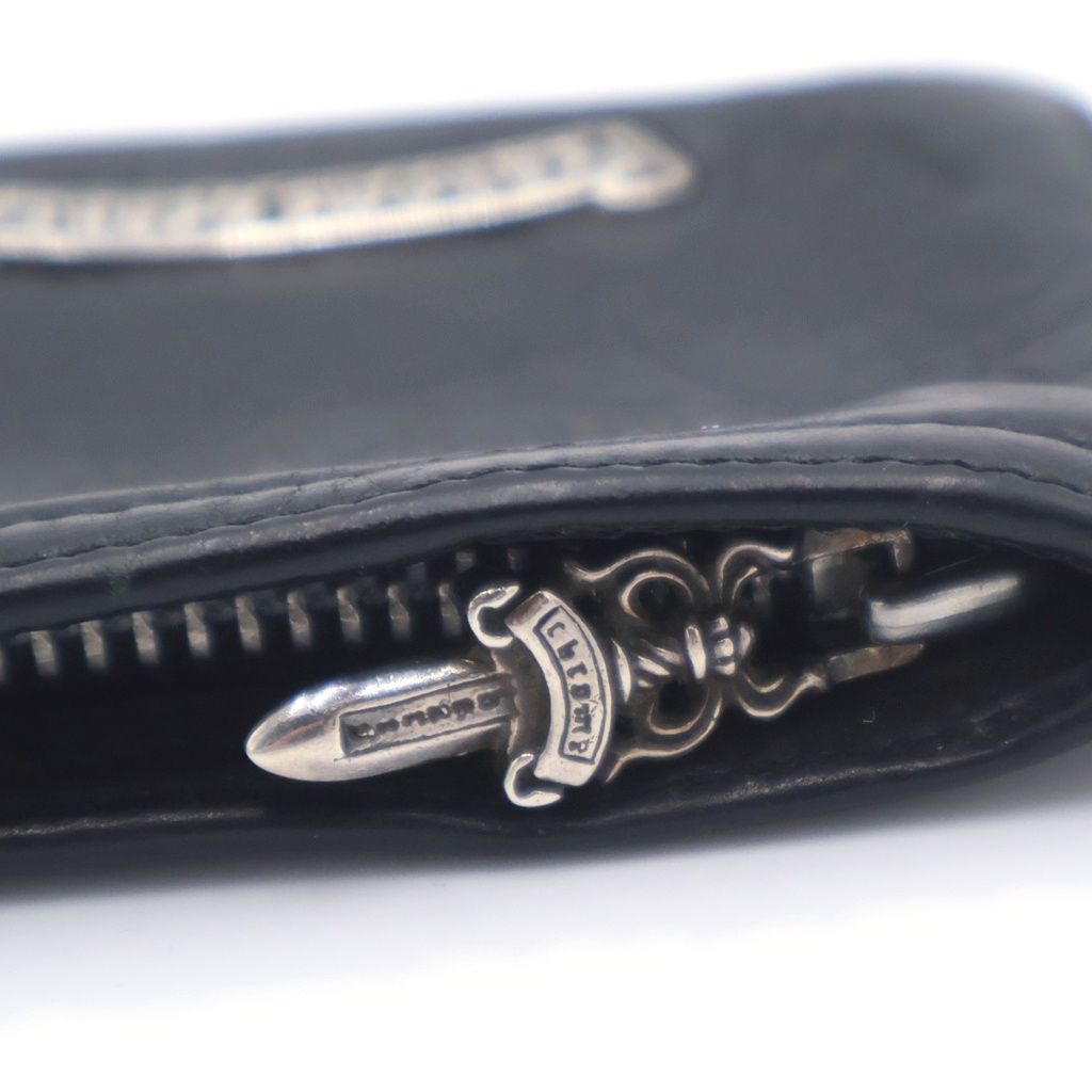 Chrome Hearts Zpr Chng Change Purse 2 Daga Zip Coin Case Leather Black — view 6