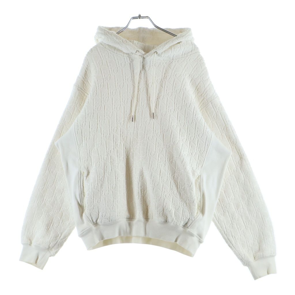 Dior All Over Pattern Black Jacquard Pullover Hoodie Sweatshirt White