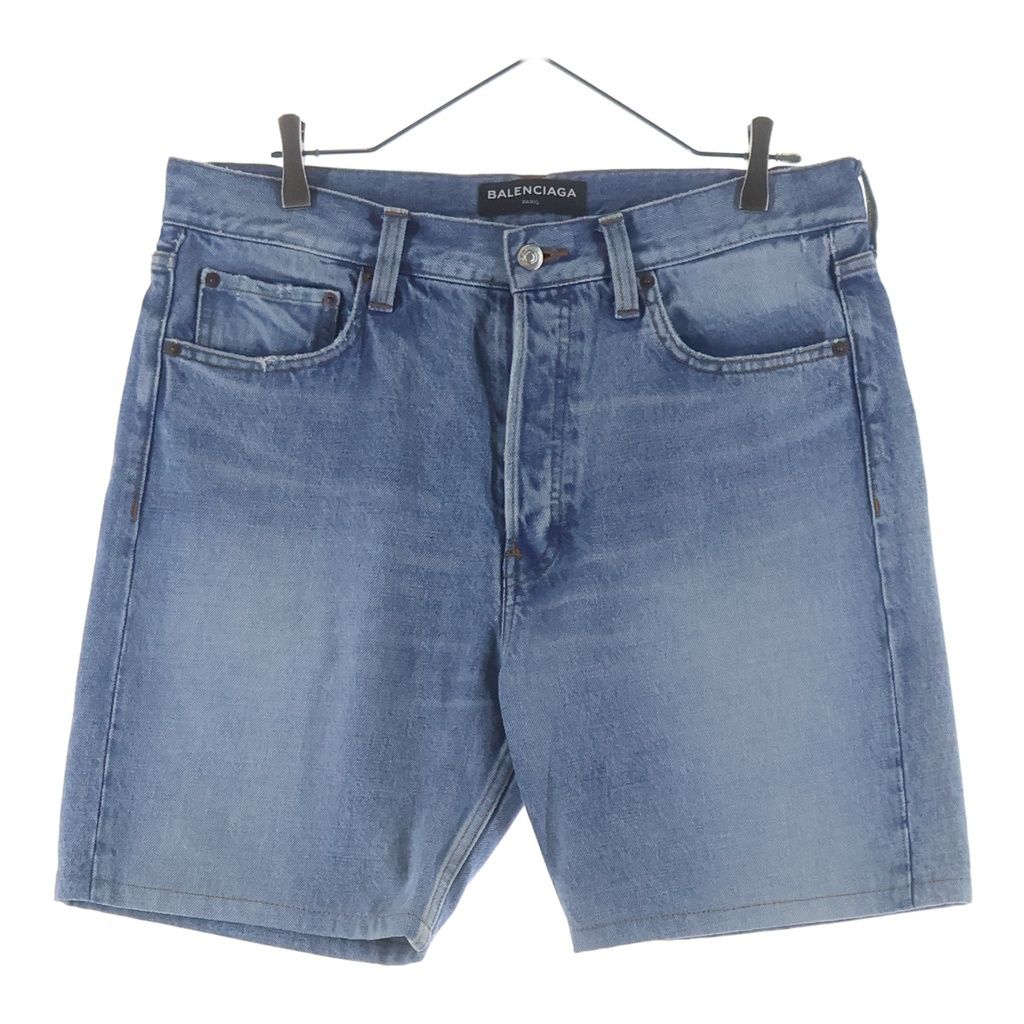Balenciaga Washed Button Fly Shorts Denim Indigo