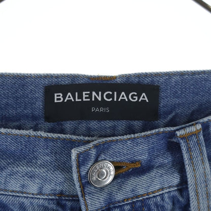 Balenciaga Washed Button Fly Shorts Denim Indigo — view 6