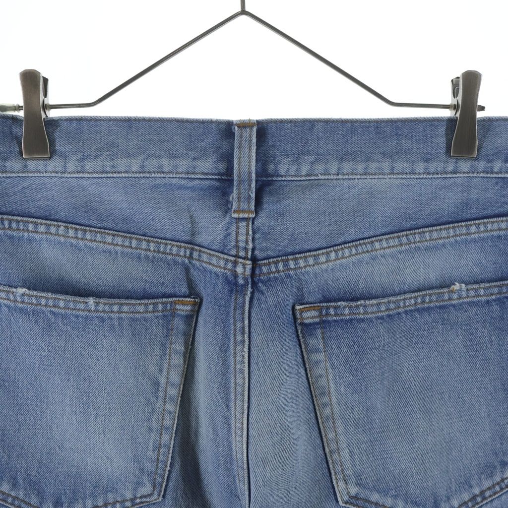 Balenciaga Washed Button Fly Shorts Denim Indigo — view 4