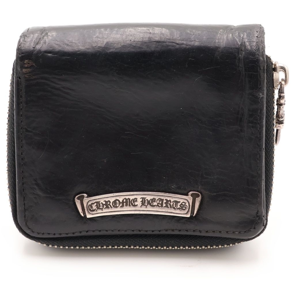 Chrome Hearts SQ Zip Bill Square Zip Leather Wallet Black