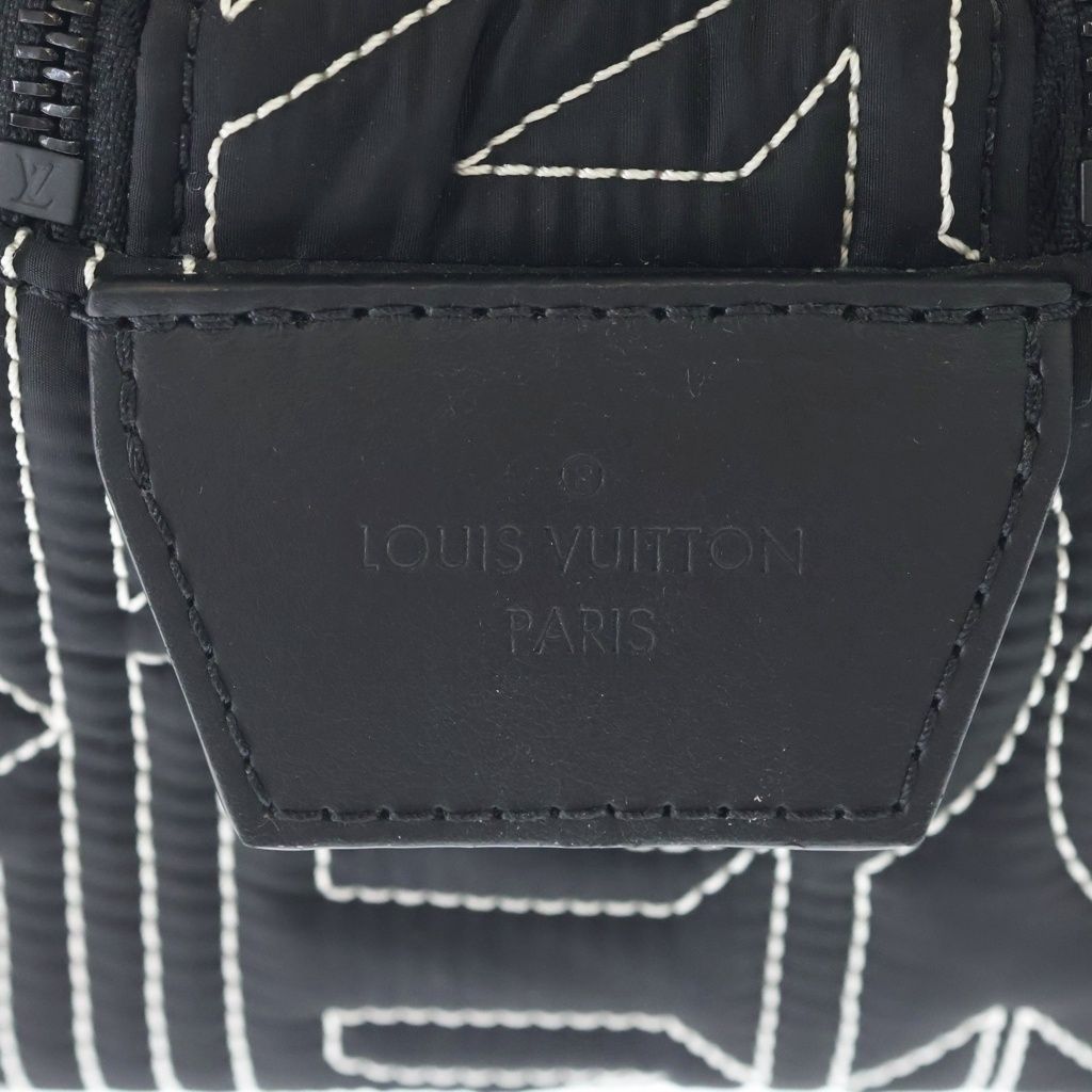 Louis Vuitton LV Snow Dopp Kit Embroidery Nylon Pouch Second Handbag Black — view 6