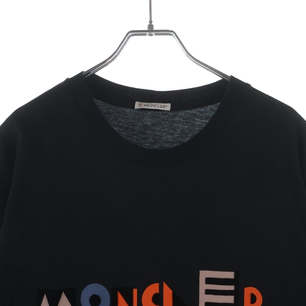 Moncler Maglia Front Logo Print Crew Neck Short Sleeve T-Shirt Black — view 3