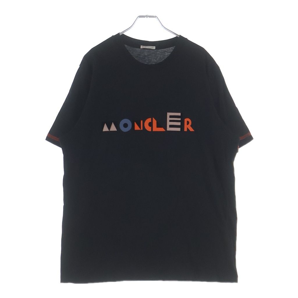 Moncler Maglia Front Logo Print Crew Neck Short Sleeve T-Shirt Black