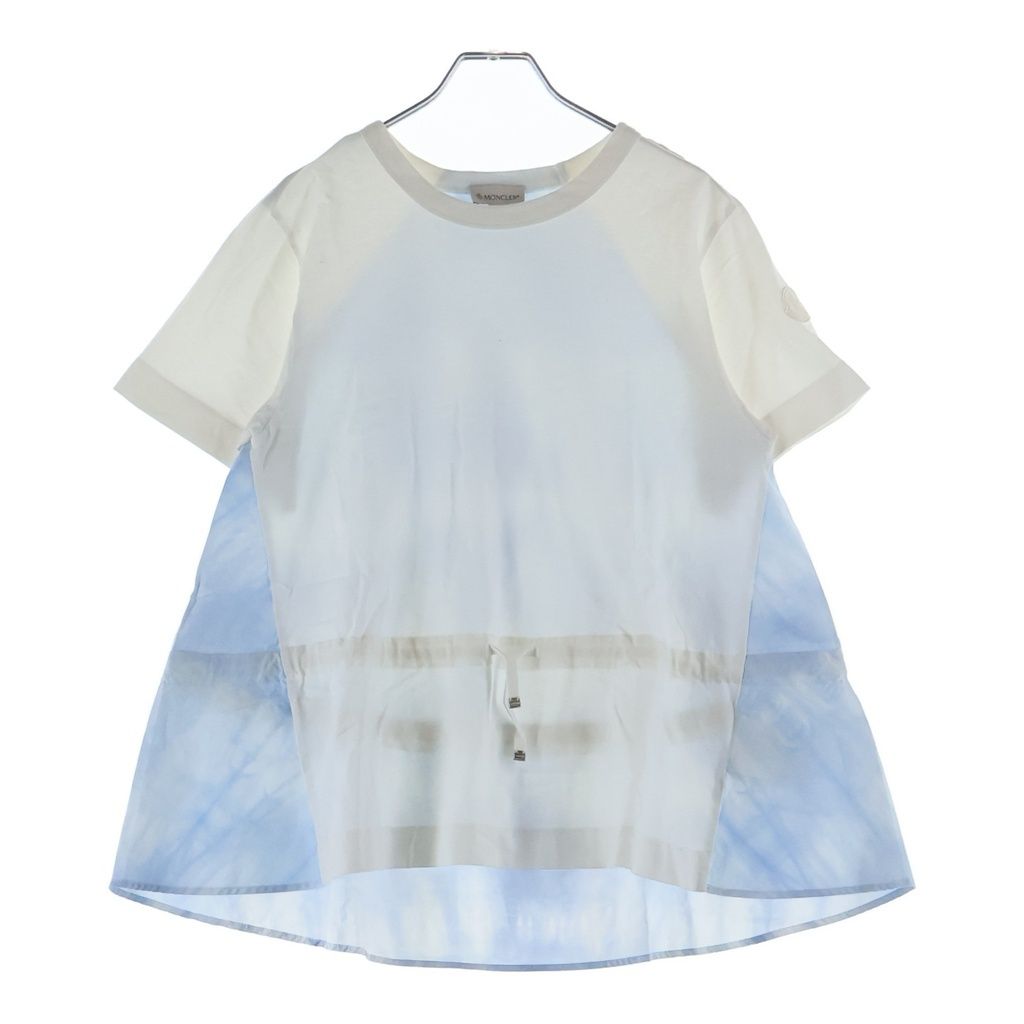 Moncler SS T-Shirt Cloud Print Contrast Waist Drawcord Crew Neck Short Sleeve