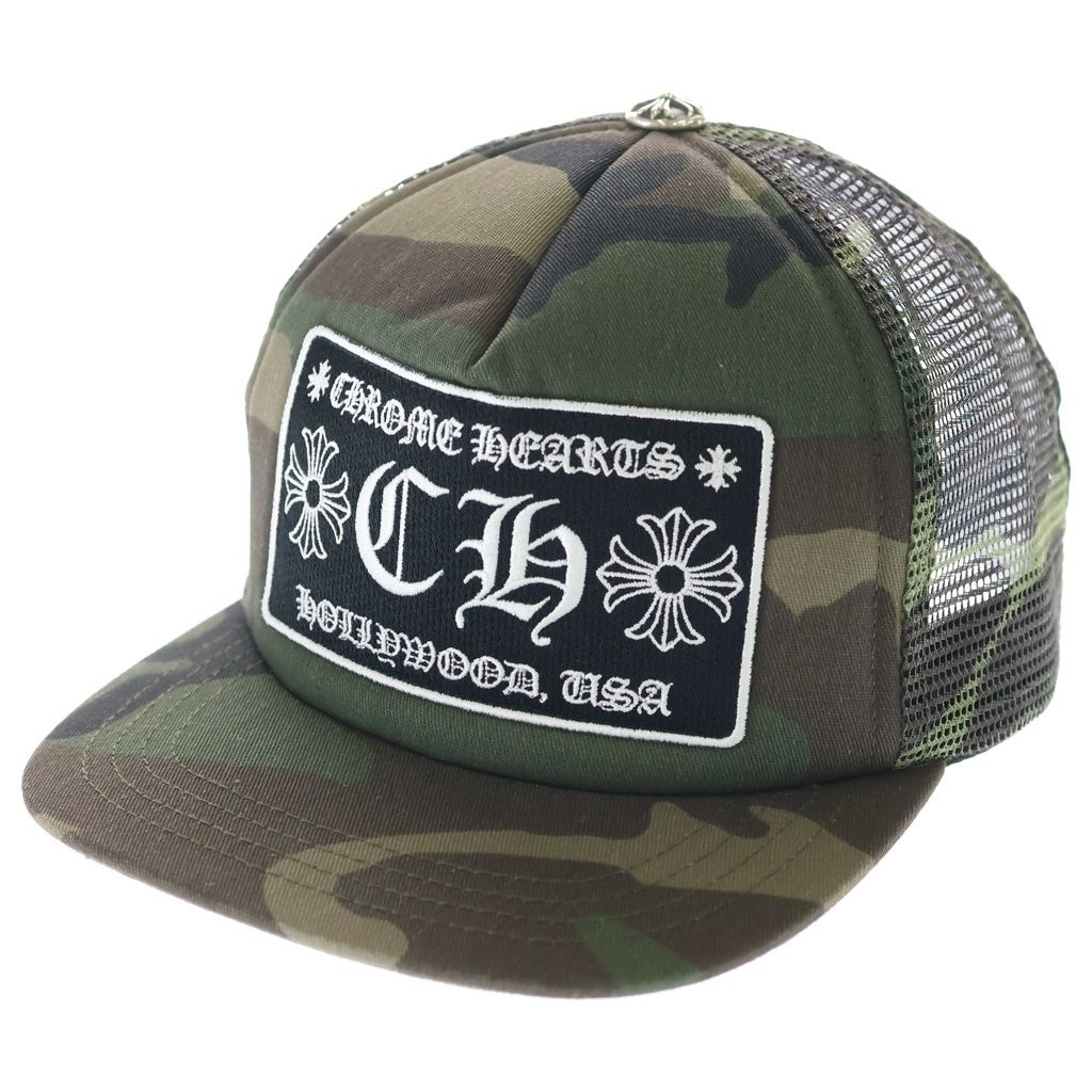 Chrome Hearts Trucker Cap CH Camouflage Mesh Hat with Patch Cross Ball