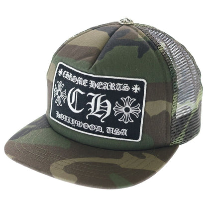 Chrome Hearts Trucker Cap CH Camouflage Mesh Hat with Patch Cross Ball