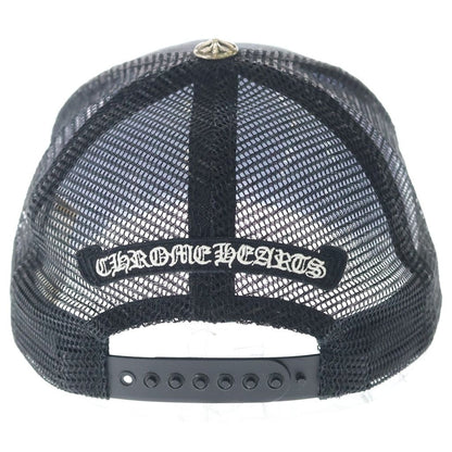 Chrome Hearts Trucker Cap CH Plus Logo Print Mesh Truck Khaki Cap Black Hat — view 2