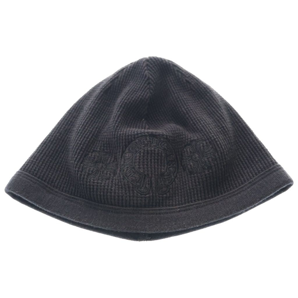 Chrome Hearts Horse Shoe Embroidery Logo Thermal Knit Beanie Hat Black