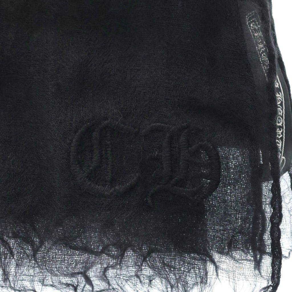 Chrome Hearts Scarf Apple a Day CH Embroidery Wool Shawl Black — view 3