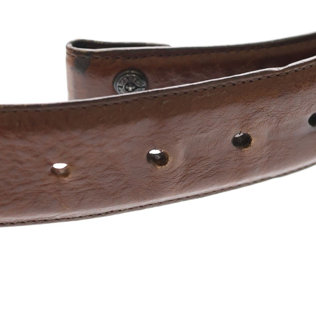 Chrome Hearts 1.5 Strap Scroll Level Roulis Betts Leather Belt Brown — view 6