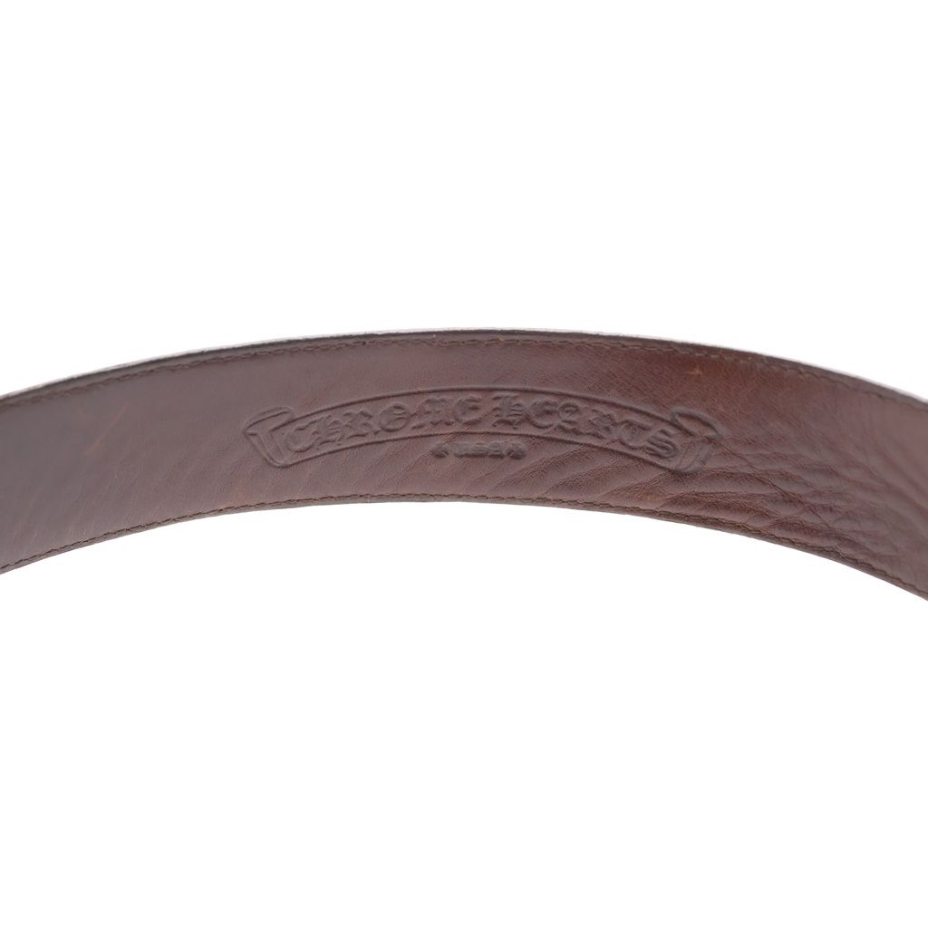 Chrome Hearts 1.5 Strap Scroll Level Roulis Betts Leather Belt Brown — view 5