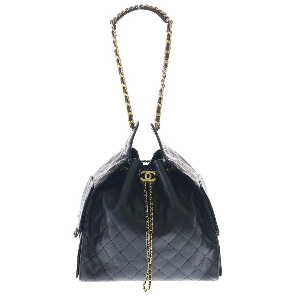 Chanel 25 Black Caviar Leather Gold Shoulder Bag