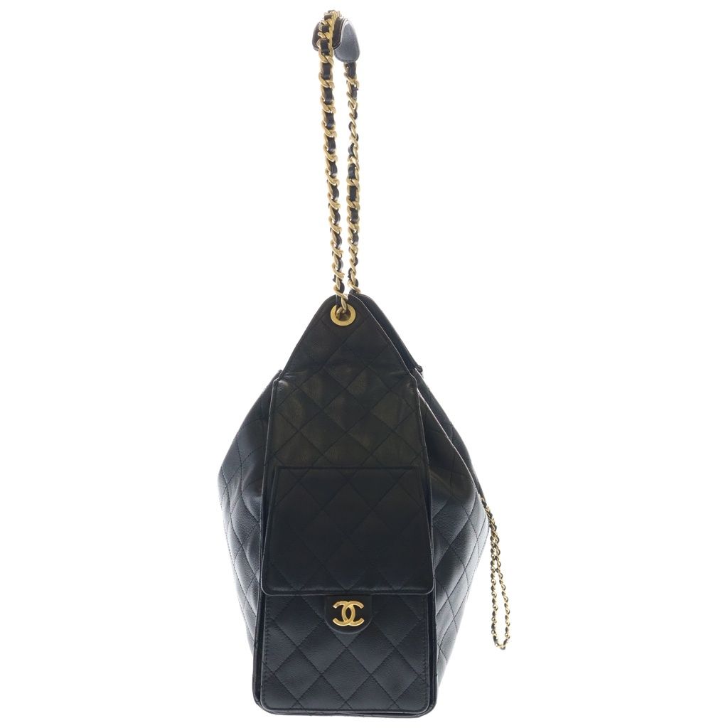 Chanel 25 Black Caviar Leather Gold Shoulder Bag — view 3