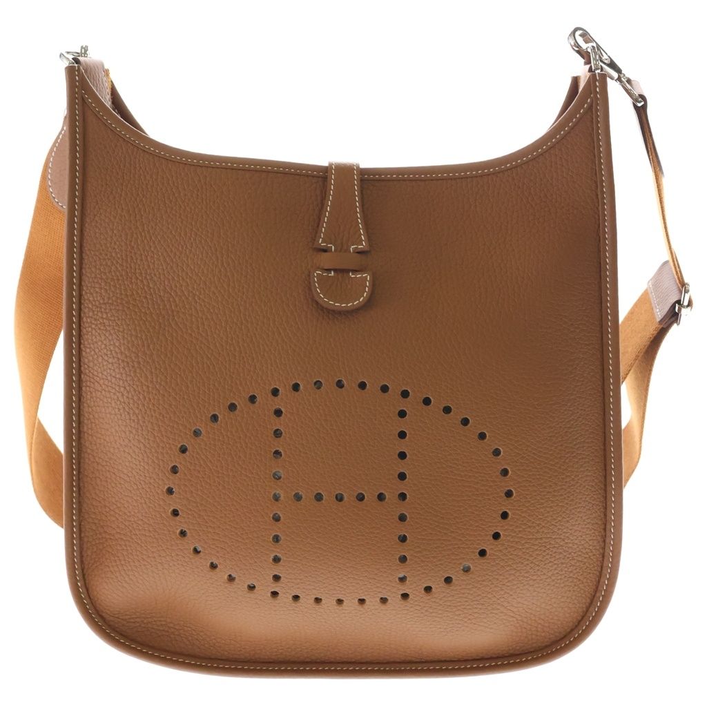 Hermes Evelyne 3 Trois PM Shoulder Bag Brown Taurillon Clemence Leather Silver