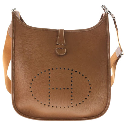 Hermes Evelyne 3 Trois PM Shoulder Bag Brown Taurillon Clemence Leather Silver