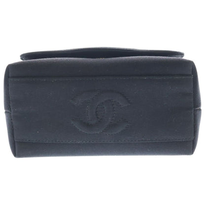 Chanel Camellia Mini Flap 2-Way Chain Shoulder Handbag Black Satin Gold — view 5