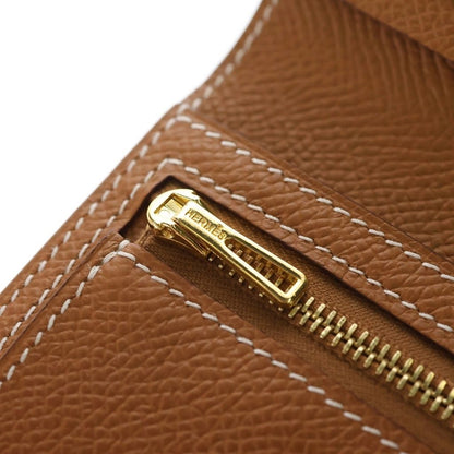 Hermes Bearn Compact Wallet Gold Brown Epsom Leather — view 5