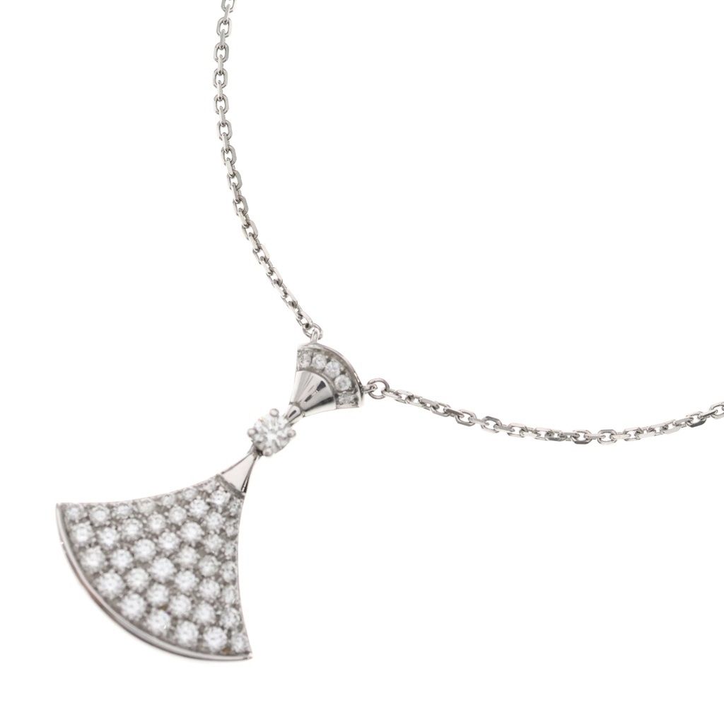 Bvlgari Diva Dream Pave Diamond Necklace 18k White Gold Esllwm